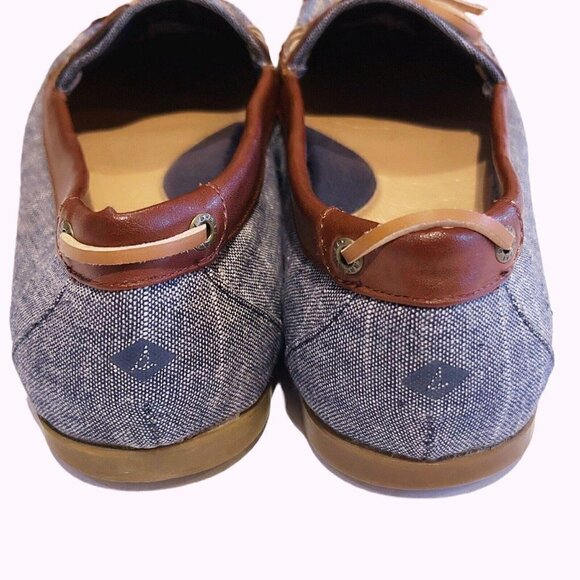 Sperry Women’s Denim & Brown Boat Shoes Cushioned Insoles Arch Support Comfy 7.5 - Picture 5 of 6
